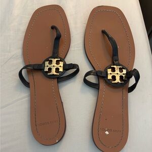 Tory Burch Black and Tan Thong Sandals